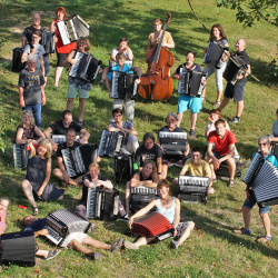 Musiker des Orchesters „Akkordeonata Elbflorenz“. Foto: Dirk Schlachte